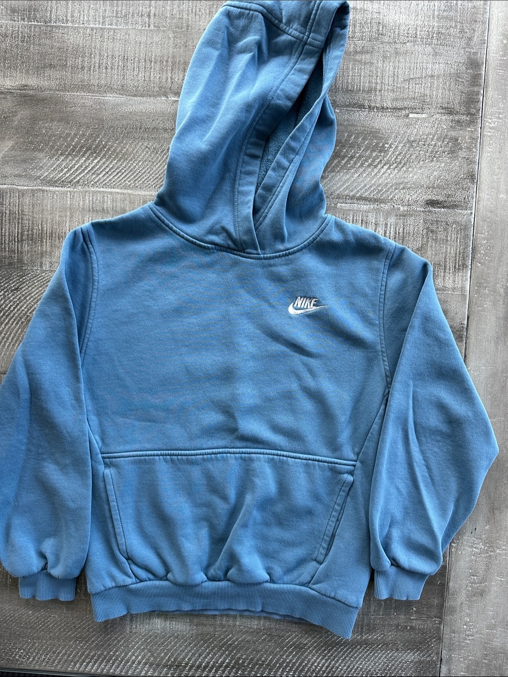 Nike Blue Kids Pullover Hoodie with White Logo